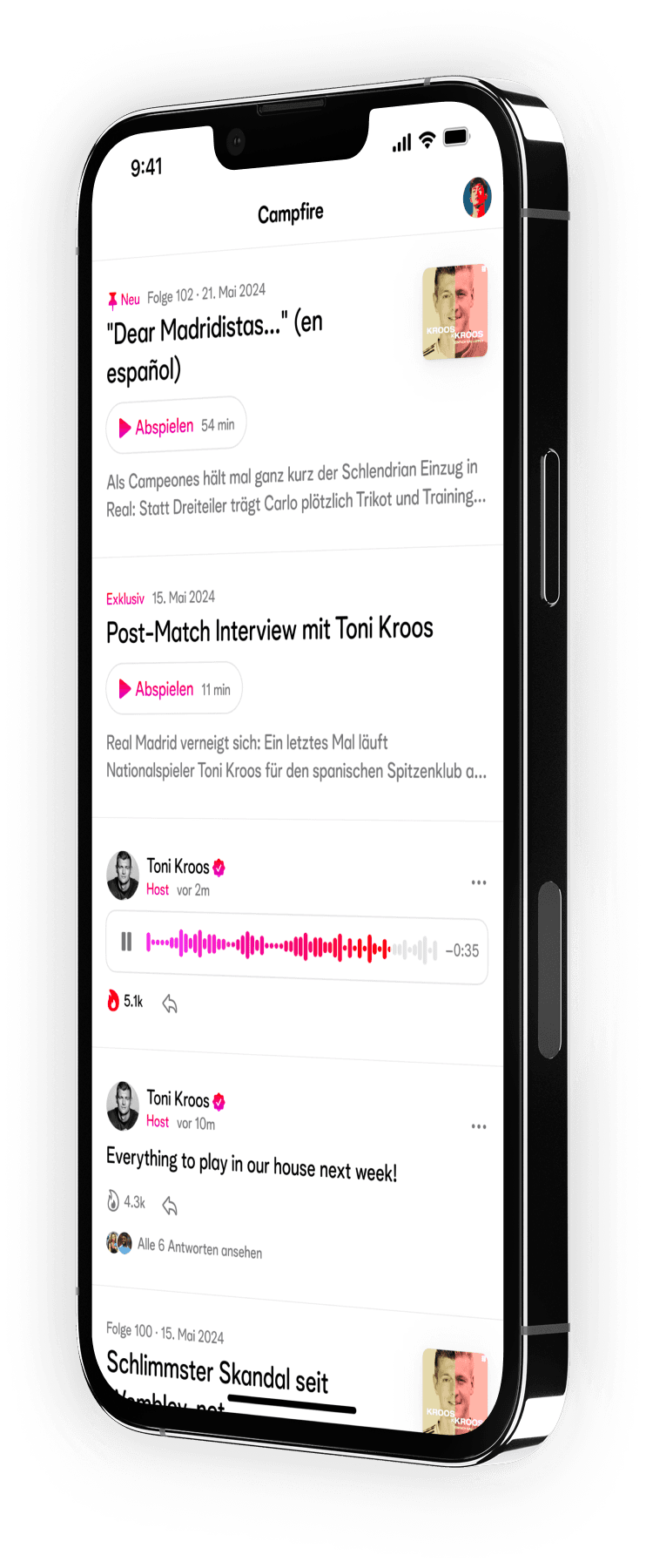 CampfireFM-App auf einem iPhone